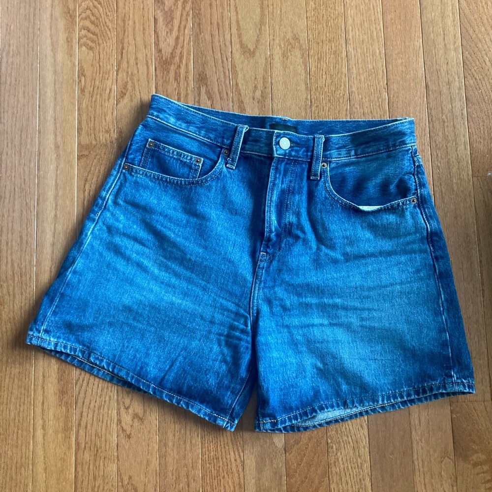 Blue Uniqlo Mom High-Rise Jean Shorts